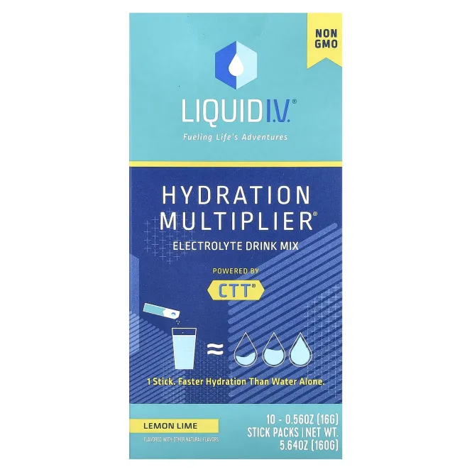 Liquid I.V., Hydration Multiplier, смесь для приготовления электролитов, лимон и лайм, 10 отдельных пакетиков по 16 г (0,56 унции)
