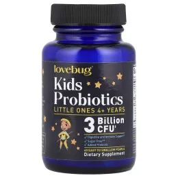 LoveBug Probiotics, Пробиотики для детей, для детей от 4 лет, 3 млрд КОЕ, 60 шт. Жемчуга, который легко глотать
