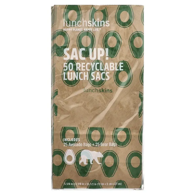 Lunchskins, Sac Up! перерабатываемые ланч-мешки, 50 пакетиков