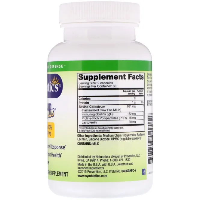 Symbiotics, Colostrum with Lactoferrin Plus, 120 Veg Capsules