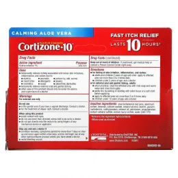 Cortizone 10, 1% крем против зуда с гидрокортизоном и алоэ, максимальная сила действия, 56 г (2 унции)