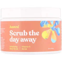 Asutra, Сними дневной стресс отшелушивающим скрабом для тела, с витамином C, 12 унций (350 г)