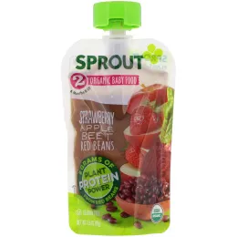 Sprout Organic, Детское питание, этап 2, клубника, яблоко, свекла и красная фасоль, 99 г