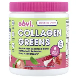 Obvi, Collagen Green, со вкусом клубники и личи, 225 г (7,9 унции)