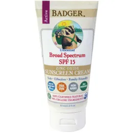 Badger Company, Солнцезащитный крем с оксидом цинка, широкий спектр SPF 15, без запаха, 2,9 жидких унций (87 мл)