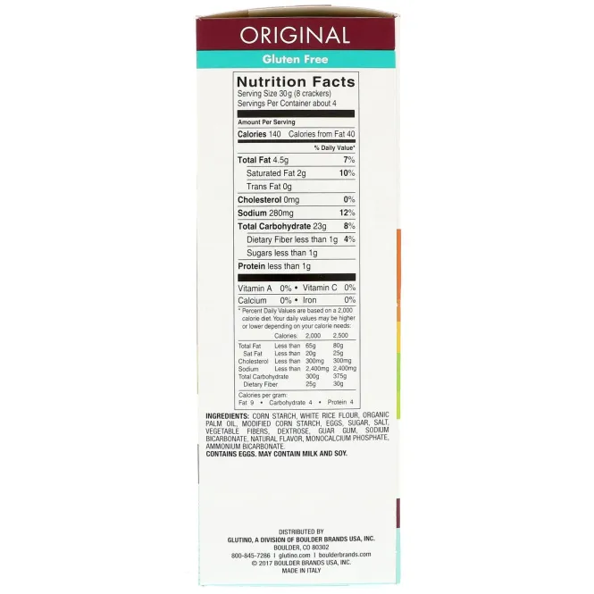 Glutino, Крекеры без глютена, Оригинальные, 4,4 унц. (125 г)