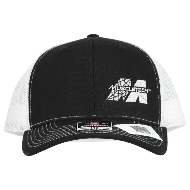 MuscleTech, Snapback Trucker Cap, Black/White, 1 Count