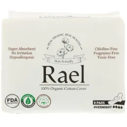 Rael, Органические тонкие прокладки, Ночные, 8 прокладок