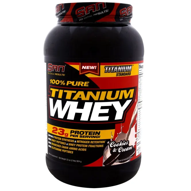 SAN Nutrition, 100% чистая титаническая молочная сыворотка, Печенье со сливками, 33 унции (924 г)
