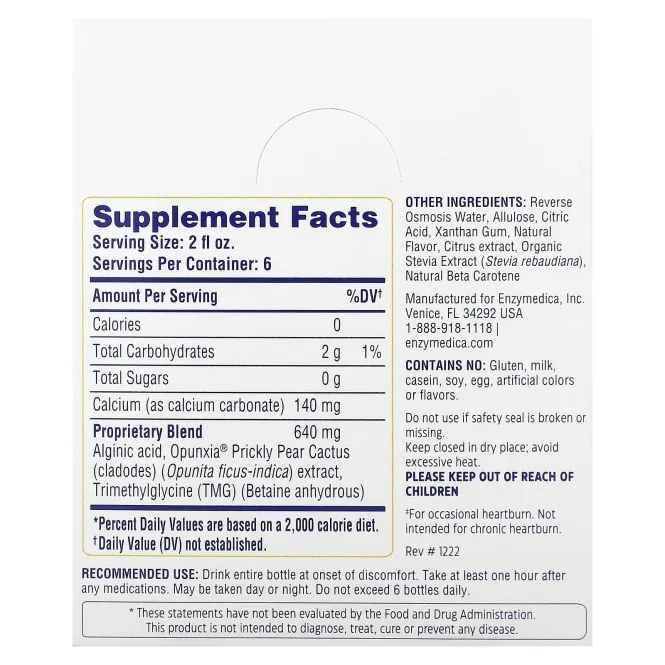Enzymedica, Средство от изжоги, 6 флаконов по 2 жидк. унц.