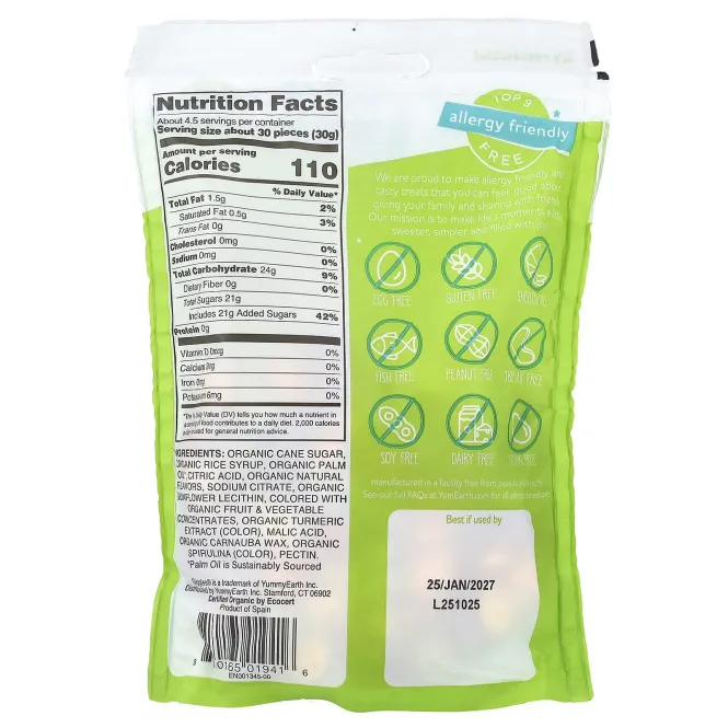 YumEarth, Organic Giggles®, жевательные конфеты, вкус кислых ингредиентов, 142 г (5 унций)