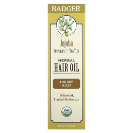 Badger Company, Масло для волос с жожоба, розмарином и чайным деревом, 2 жидких унции (59,1 мл)
