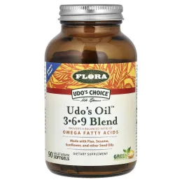 Flora, Udo's Choice, Udo's Oil, смесь 3, 6, 9, 90 вегетарианских капсул