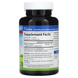 Carlson, ацетил L-карнитин, 500 мг, 120 вегетарианских капсул