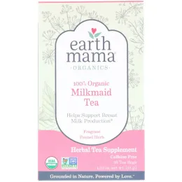 Earth Mama, Органический, 100% органический чай для кормящих мам, с ароматным фенхелем, без кофеина, 16 чайных пакетиков, 1,23 унц. (35 г)