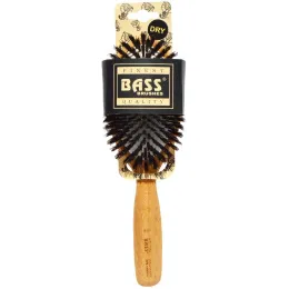 Bass Brushes, Большая овальная, в виде подушки, 100% щетина дикого кабана, скошенная, деревянная ручка, 1 расческа