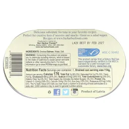 Bar Harbor, Филе дикого копченого аляскинского лосося, 190 г (6,7 унции)