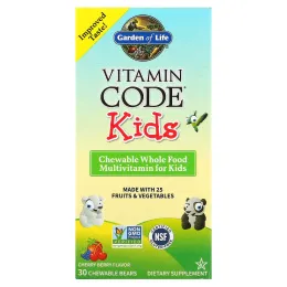 Garden of Life Vitamin CODE Мультивитамины для детей со вкусом вишни, 30 жевательных мишек