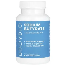 BodyBio, бутират натрия, 60 капсул без ГМО