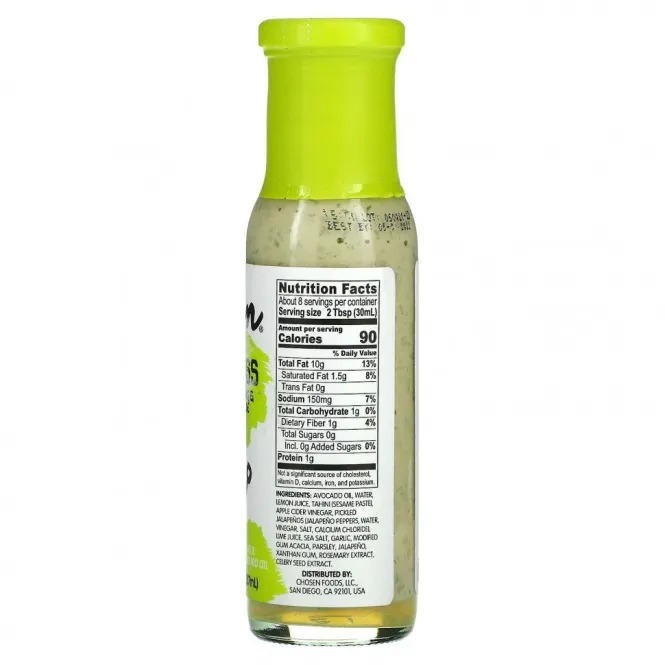 Chosen Foods, Baja Goddess Dressing & Marinade, чеснок халапеньо и чистое масло авокадо, 237 мл (8 жидк. Унций)