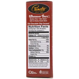 Pamela's Products, Whenever Bars, овсяные школадные батончики с кокосовой стружкой, 5 батончиков, 1,41 унция (40 г) каждый