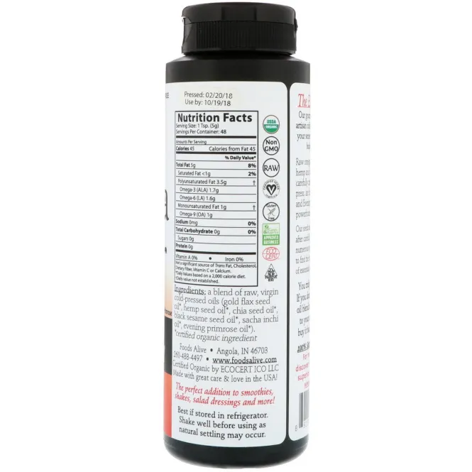 Foods Alive, Ремесленное холодного отжима, Сила Омега, 236 мл