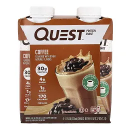 Quest Nutrition, Протеиновый коктейль, кофе, 4 коктейля, 325 мл (11 жидк. унц.)