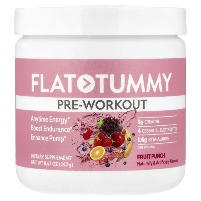 Flat Tummy, предтренировочный комплекс, фруктовый пунш, 240 г (8,47 унции)