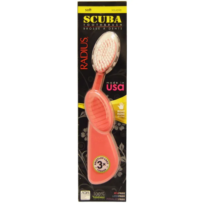 RADIUS, SCUBA Toothbrush, Right Hand, Soft, Pink, 1 Toothbrush