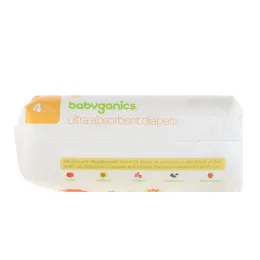 BabyGanics, Сверх-впитывающие подгузники, размер 4, 10-17 кг (22-37 lbs), 24 штуки
