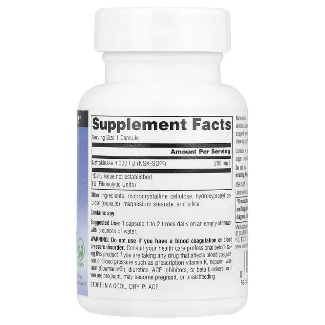 Source Naturals, NSK-SD®, наттокиназа, 200 мг, 30 веганских капсул