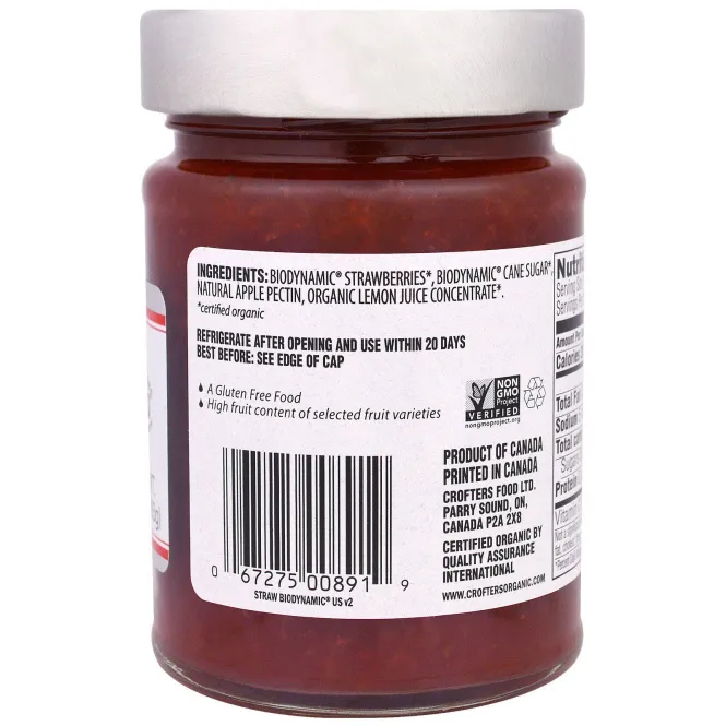 Crofter's Organic, Биодинамика, Премиум Спред, Клубника, 10 унций (283 г)