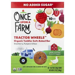 Once Upon A Farm, Tactor Circle™, органические запеченные батончики для малышей, клубника, тыква и свекла, 10 батончиков по 19 г (0,67 унции)
