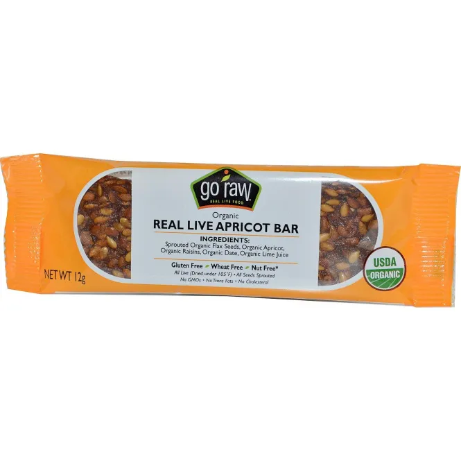 Go Raw, Органические батончики с абрикосом, 10 батончиков, 12 г каждый