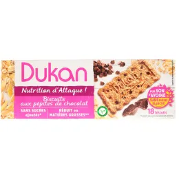 Dukan Diet, Печенье из овсяных отрубей с кусочками шоколада, 6 пакетиков по 3 печенья, (37,5 г) каждый