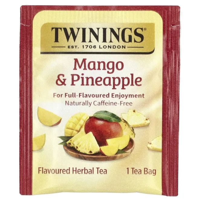 Twinings, Травяной чай, манго и ананас, без кофеина, 20 чайных пакетиков, 48 г (1,69 унции)