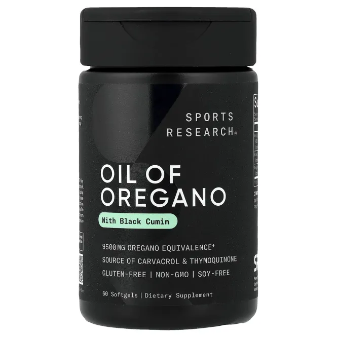 Sports Research, масло орегано с черным тмином, 60 капсул