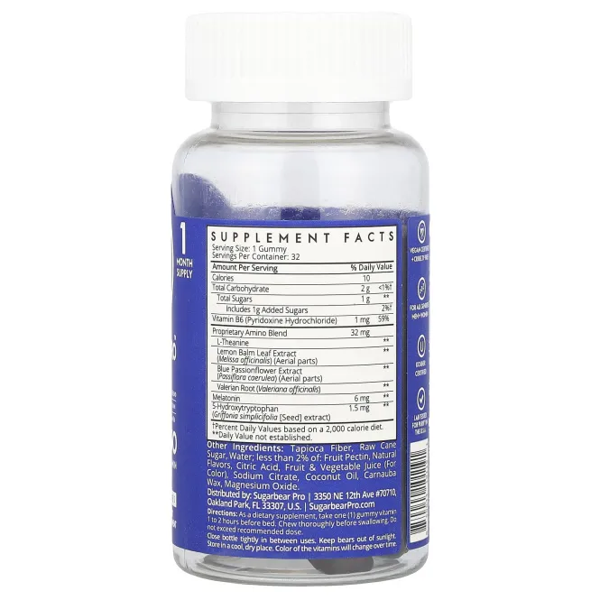 SugarbearPro, Sleep 5-HTP Amino Gummies, 32 Gummies