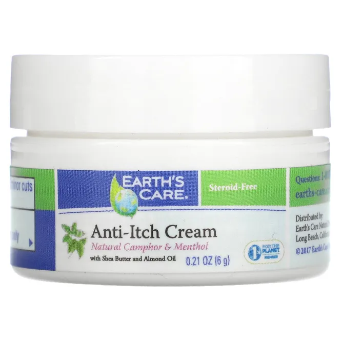 Earth's Care, Крем против зуда, с маслом ши и миндаля, 0,21 унции (6 г)