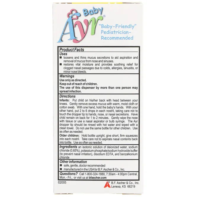 AYR, Назальный спрей/капли с морской солью для малышей, 1 ж. унц.(30 мл)