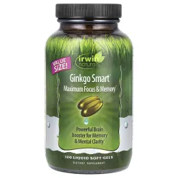 Irwin Naturals, Гинго для мозга Память и Внимание, 120  гелевых капсул с жидким наполнителем