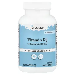 Vitacost, витамин D3, 100 мкг (4000 МЕ), 300 капсул