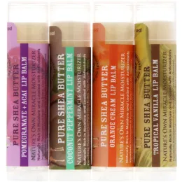 Out of Africa, Pure Shea Butter Lip Balm with Vitamin E, 3 Flavors + 1 Bonus, 4 Sticks, 0.15 oz (4.2 g) Each
