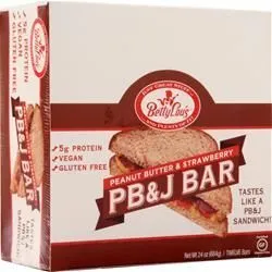 Betty Lou's, Безглютеновый батончик PB&J с арахисовым маслом и клубникой 12 батончиков