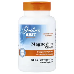 Doctor's Best, цитрат магния, 125 мг, 120 растительных капсул