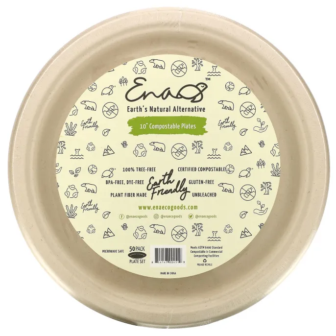 Earth's Natural Alternative, 10" Compostable Plates, 50 Pack
