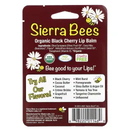 Sierra Bees, Органический бальзам для губ, Черная вишня, 4 штуки, 4,25 г (0,15 унции)