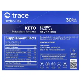 Trace, Hydro Pak Keto, со вкусом клубничного лимонада, 30 стик-пакетов по 6,7 г (0,24 унции)