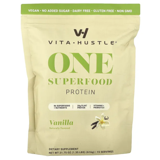 VitaHustle, One Superfood Protein, ванильный вкус, 616 г (1,35 фунта)