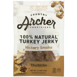 Country Archer Jerky, 100% Natural Turkey Jerky , Hickory Smoke, 2.5 oz (71 g)